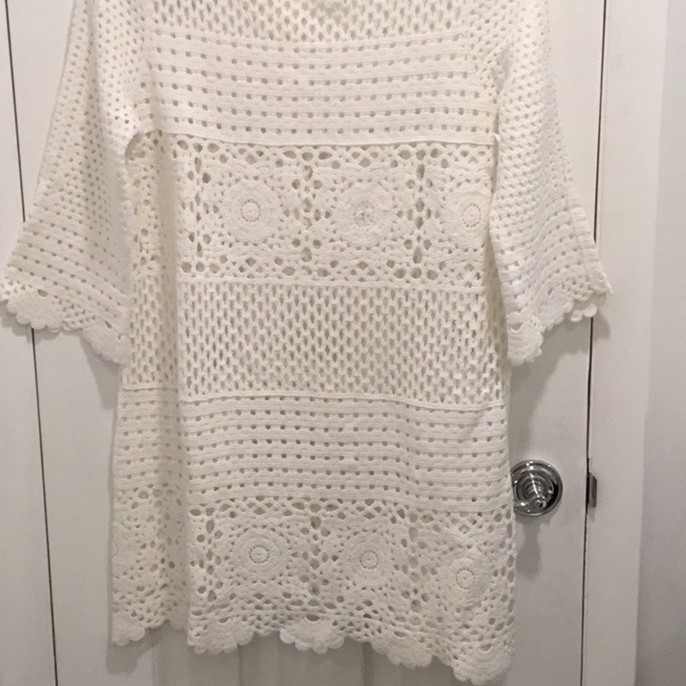 White Cotton Crochet Swimsuit Cover-Up